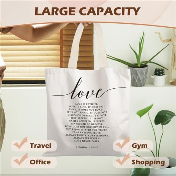 Christian Tote Bag, Christian Gifts for Women, Christian Canvas Bags for Women - Picture 2 of 5